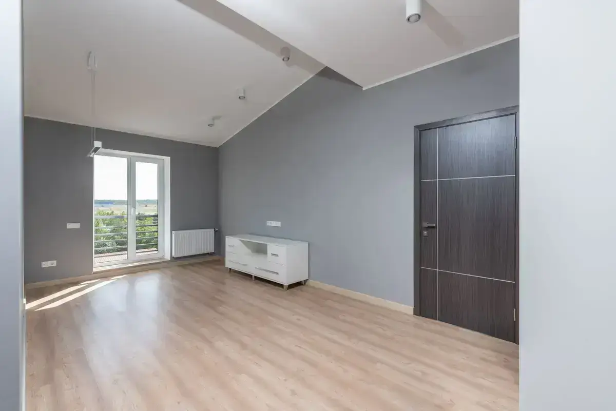 Newly laid hardwood floor after installation